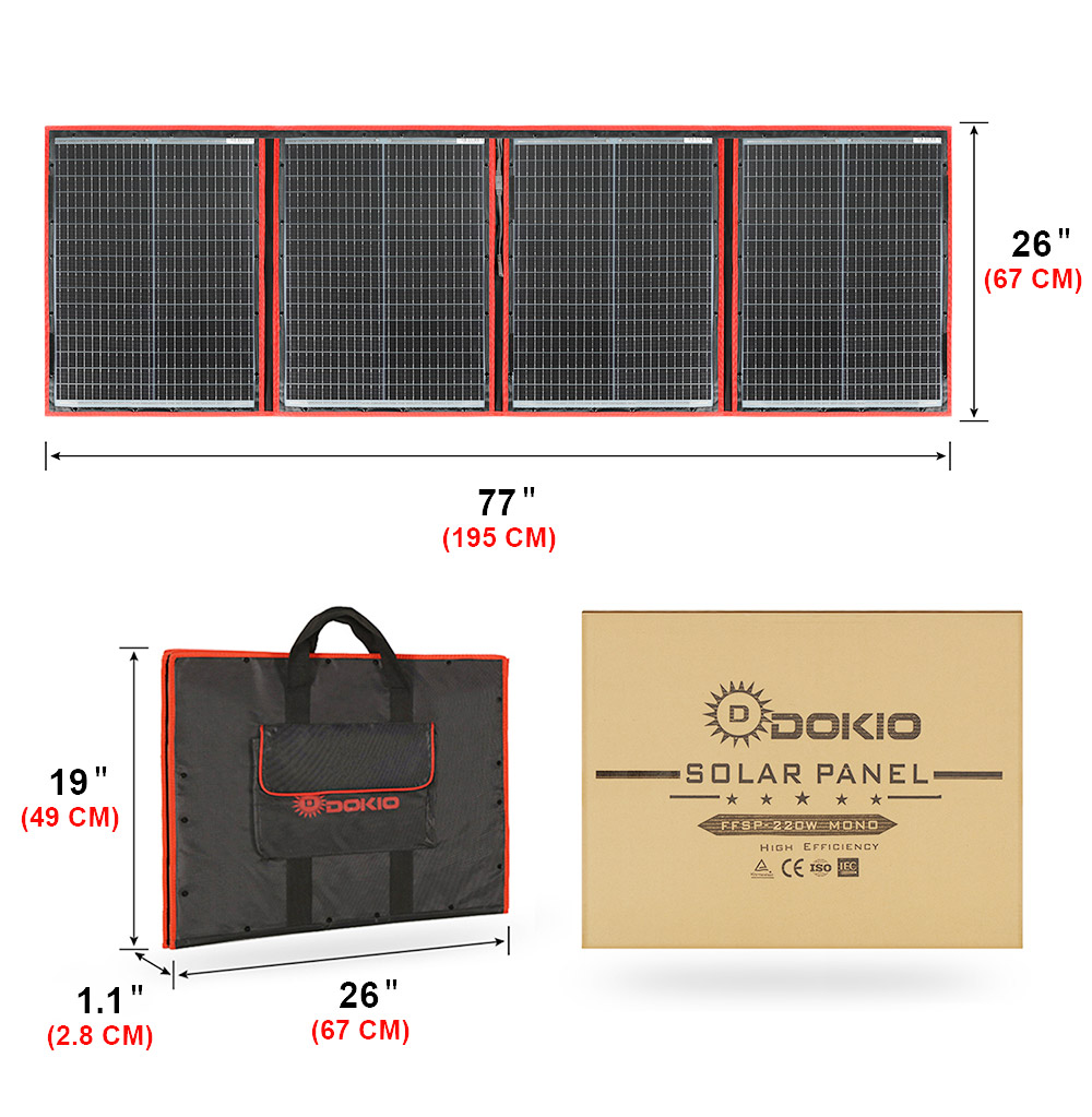 Solar Panel 200W - Dokio marque Flexible pliable 200W Mono