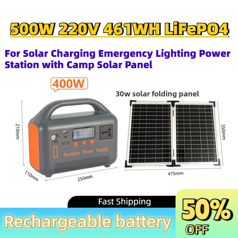 Solar Panel 200W - Batterie Externe Portable Améliorée 500W 220V